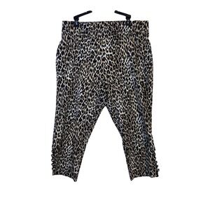 ATTYRE Woman Leopard Print Capri Pants Side Detail Rhinestone Embellishment 18W